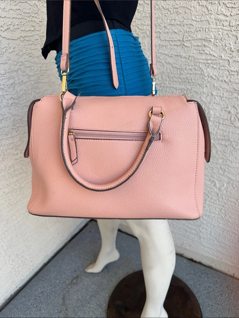 Ann Klein Blush Pink Vegan Leather Satchel/crossbody Bag